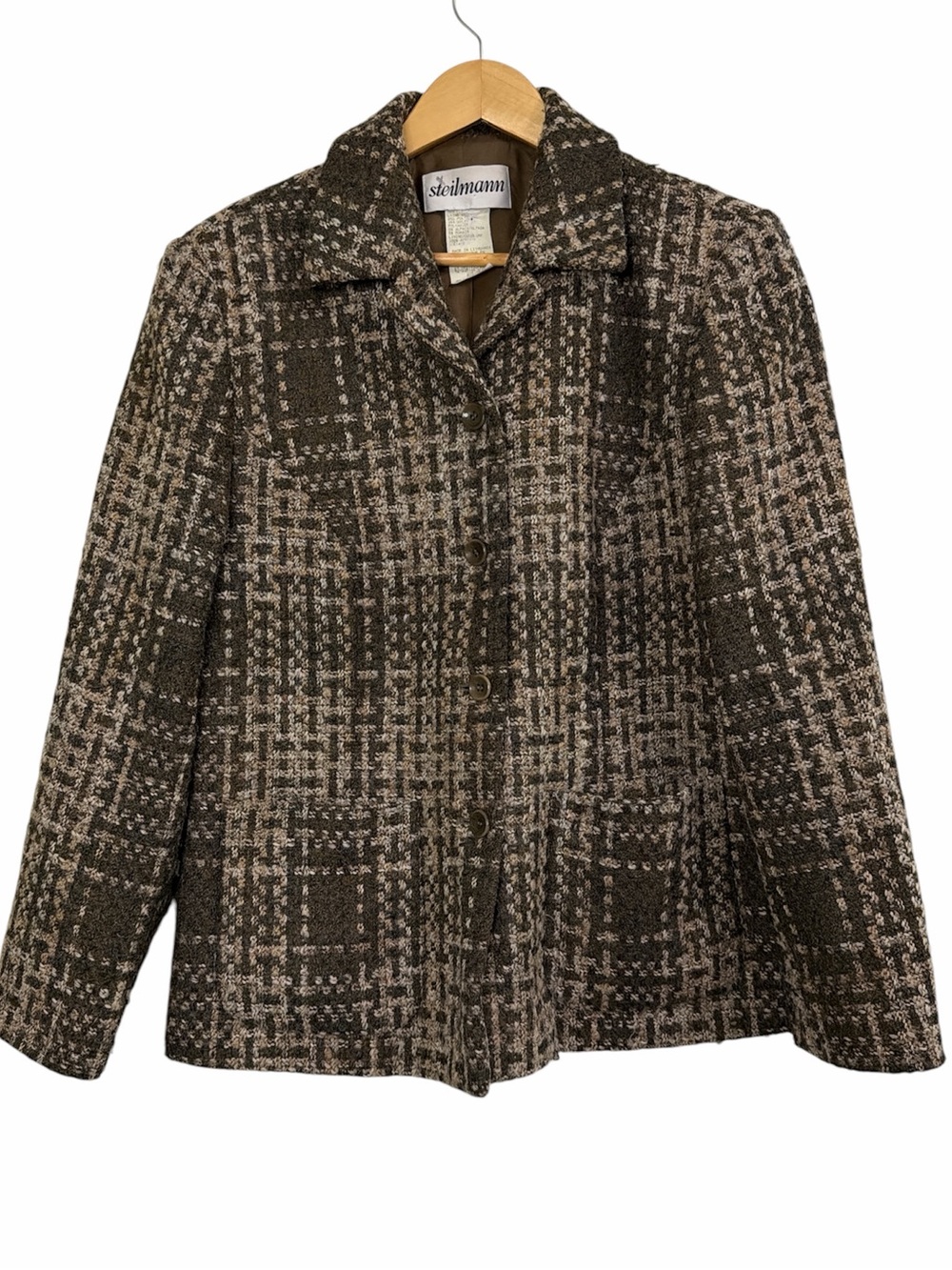 Steilmann Wool Alpaca Mohair Tweed Blazer Jacket Size 12